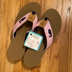 Eliza B flip flop - seersucker w/ whale - 10 NWT